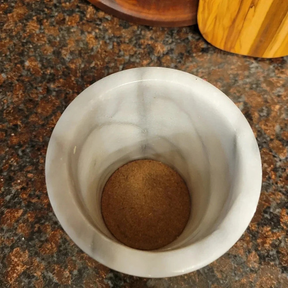 Genuine Marble Utensil Holder Crock Kitchen Modern Organic White Gray - Picture 4 of 6